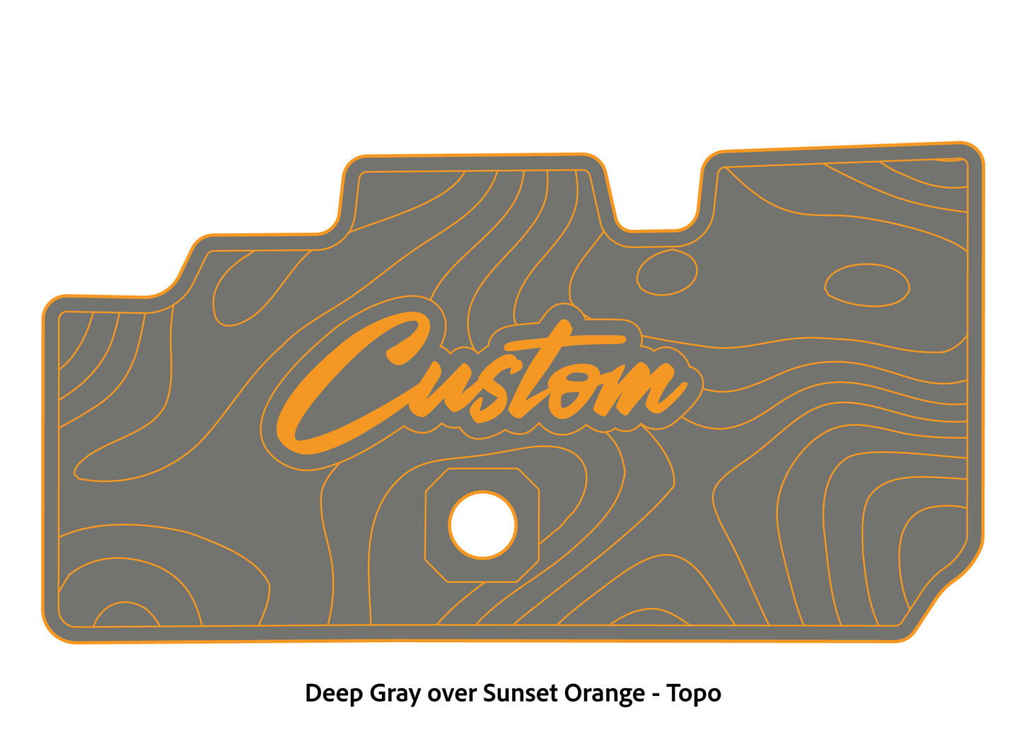 Dura-Deck Basscat Cougar custom EVA foam bass boat flooring in deep gray over sunset orange topo pattern