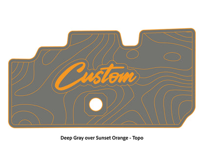 Dura-Deck Basscat Cougar custom EVA foam bass boat flooring in deep gray over sunset orange topo pattern