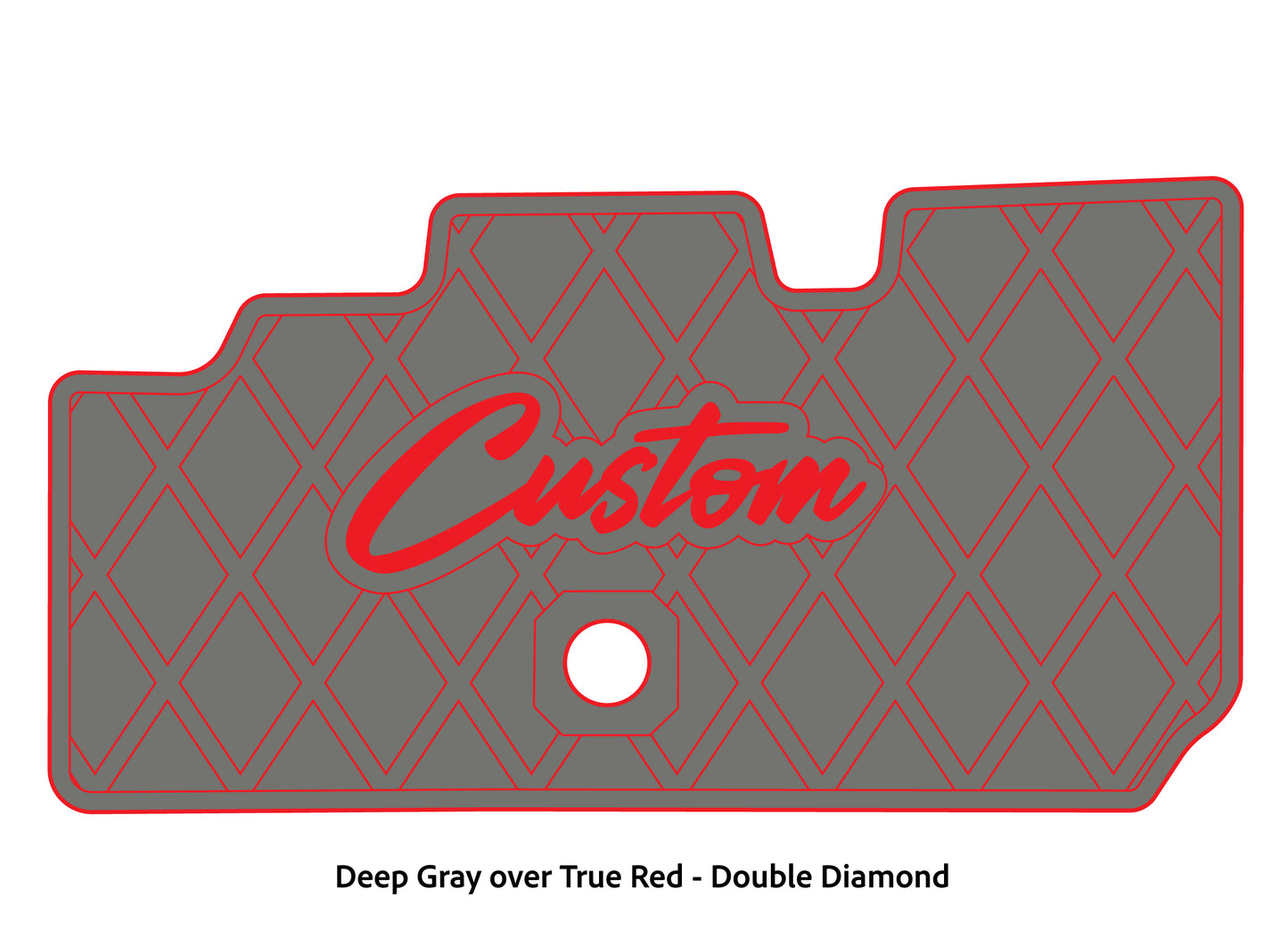 Dura-Deck Basscat Cougar custom EVA foam bass boat flooring in deep gray over true red double diamond