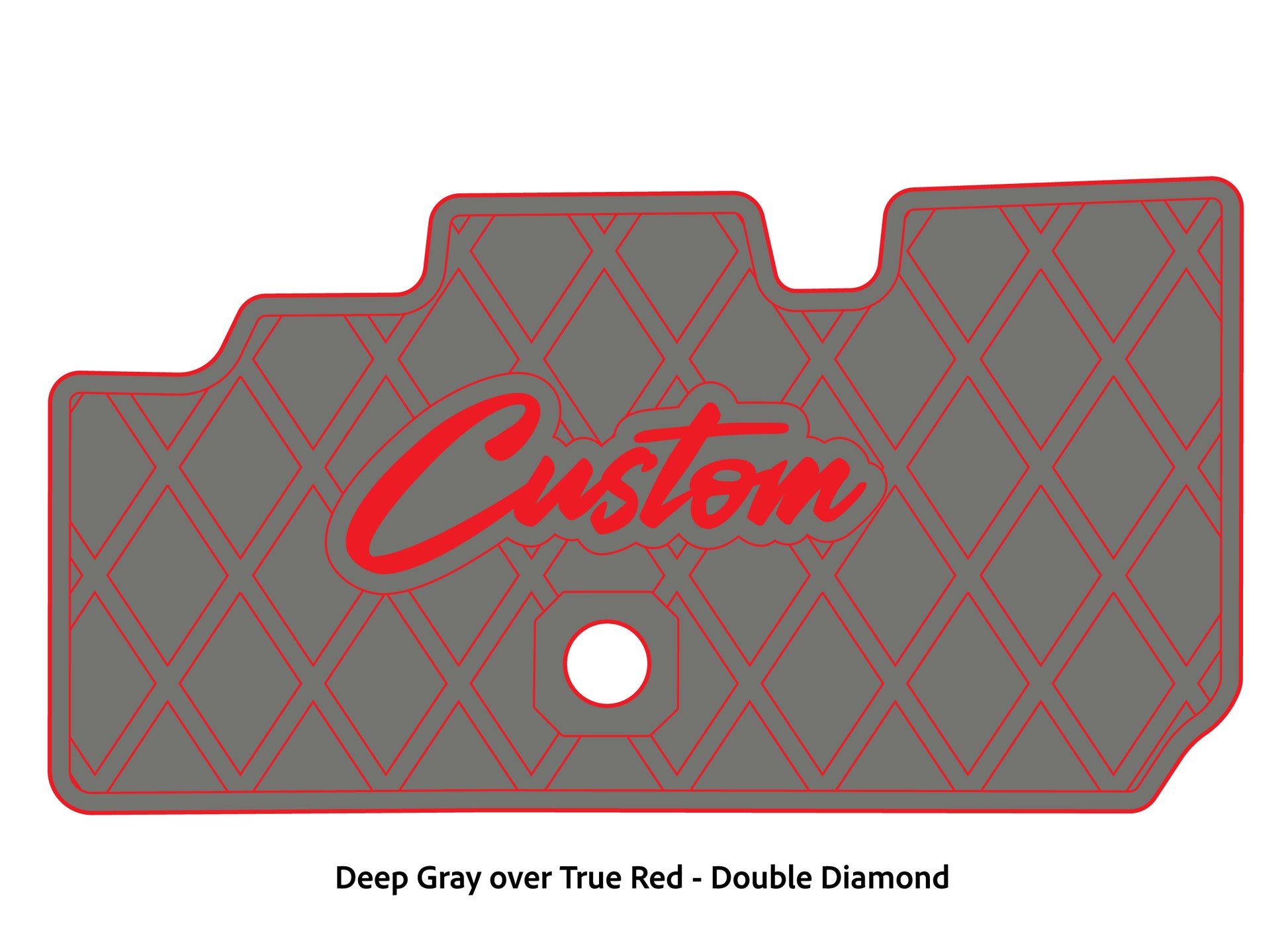 Dura-Deck Basscat Cougar custom EVA foam bass boat flooring in deep gray over true red double diamond