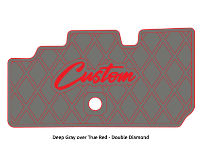 Dura-Deck Basscat Cougar custom EVA foam bass boat flooring in deep gray over true red double diamond