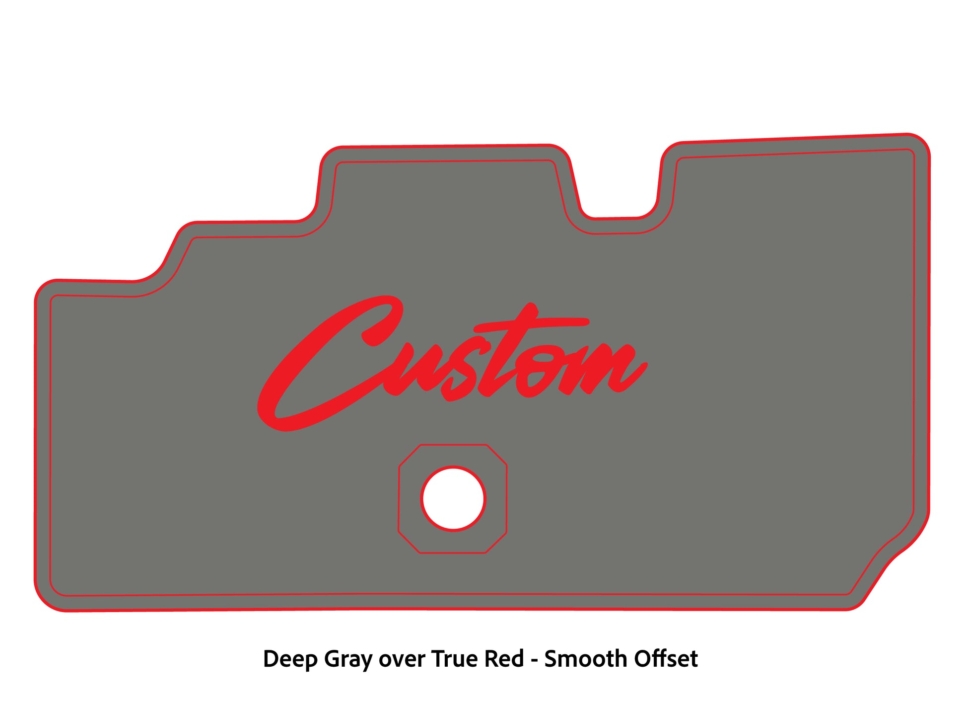 Dura-Deck Basscat Cougar custom EVA foam bass boat flooring in deep gray over true red smooth offset