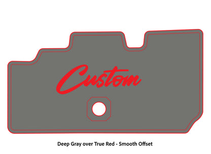 Dura-Deck Basscat Cougar custom EVA foam bass boat flooring in deep gray over true red smooth offset