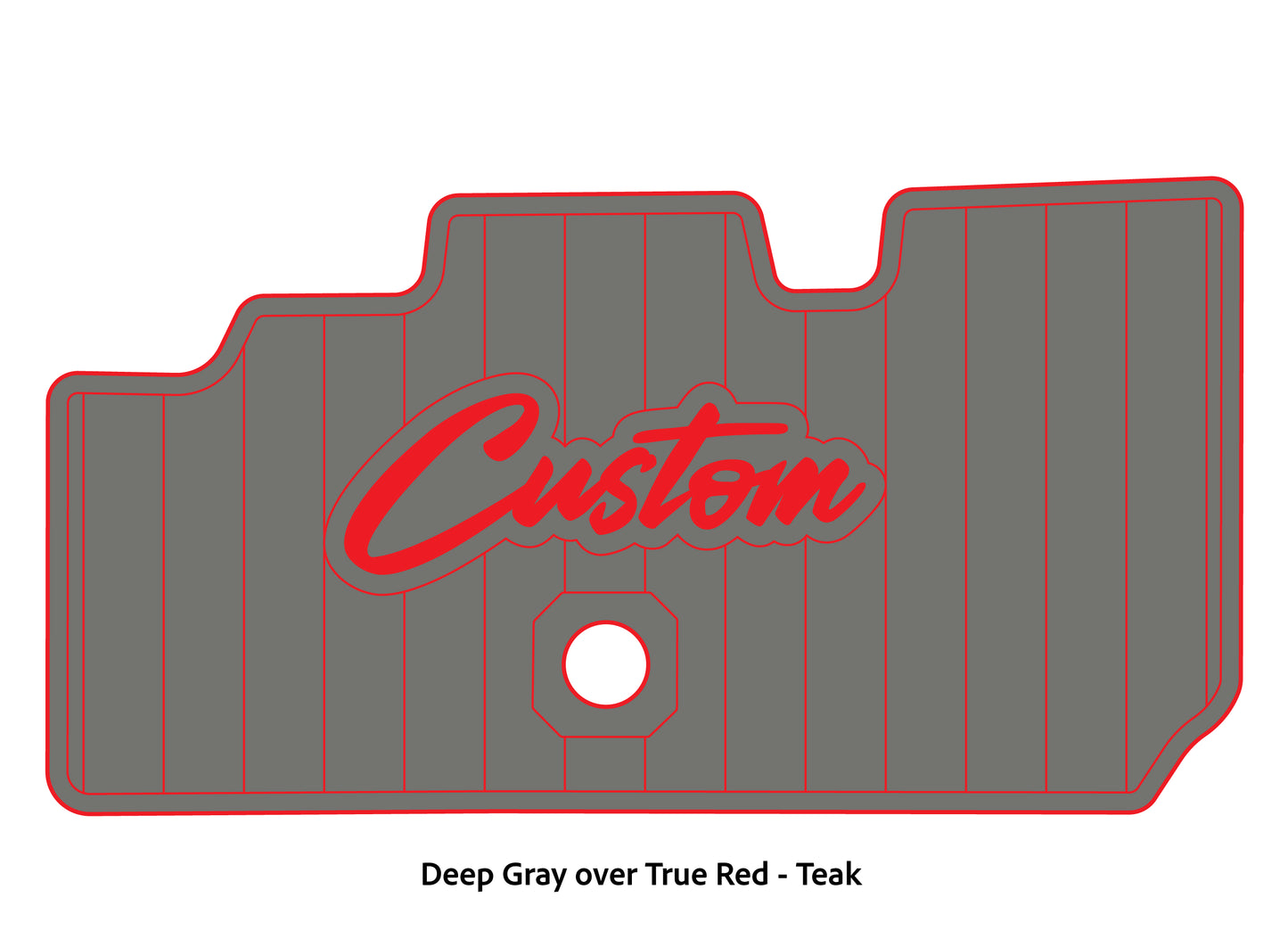 Dura-Deck Basscat Cougar custom EVA foam bass boat flooring in deep gray over true red teak pattern