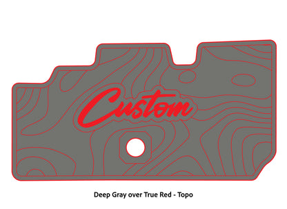 Dura-Deck Basscat Cougar custom EVA foam bass boat flooring in deep gray over true red topo pattern