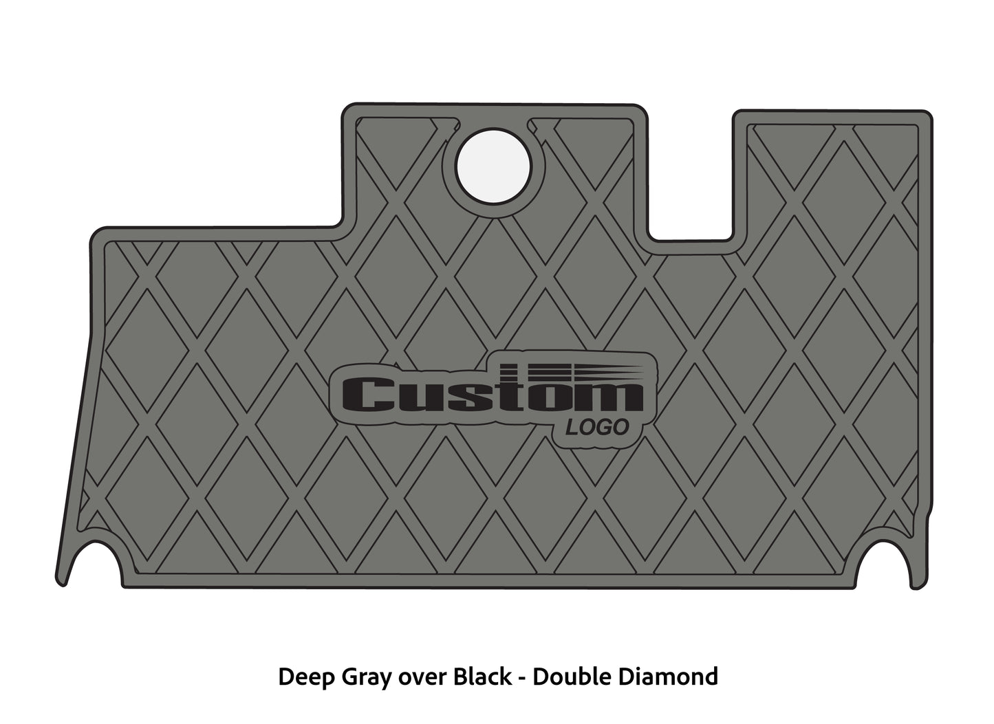 Dura-Deck Triton 21xs custom eva foam bass boat flooring in deep gray over black double diamond pattern