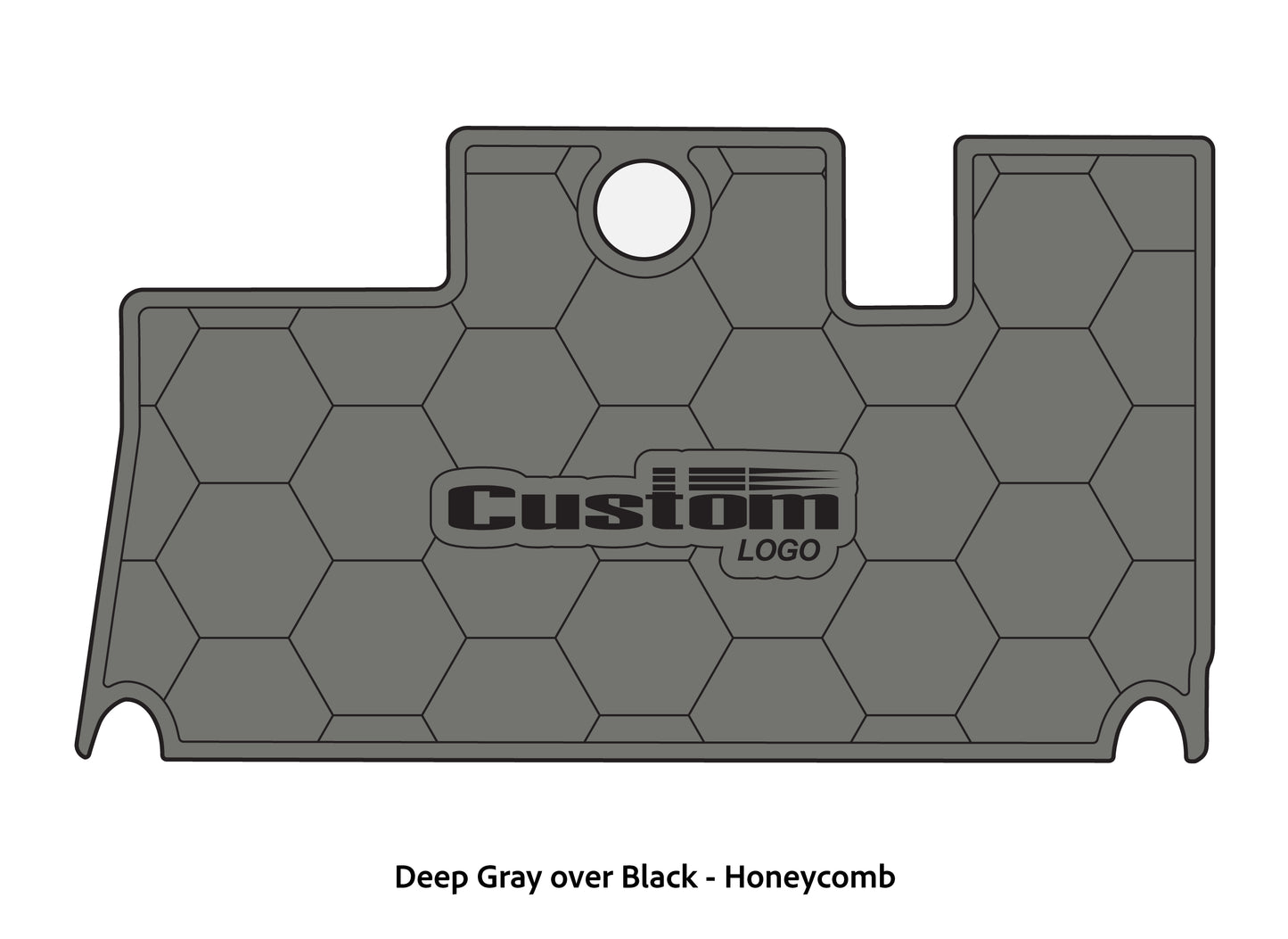Dura-Deck Triton 21xs custom eva foam bass boat flooring in deep gray over black honeycomb pattern