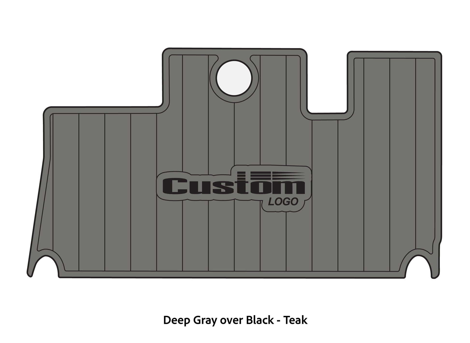 Dura-Deck Triton 21xs custom eva foam bass boat flooring in deep gray over black teak pattern