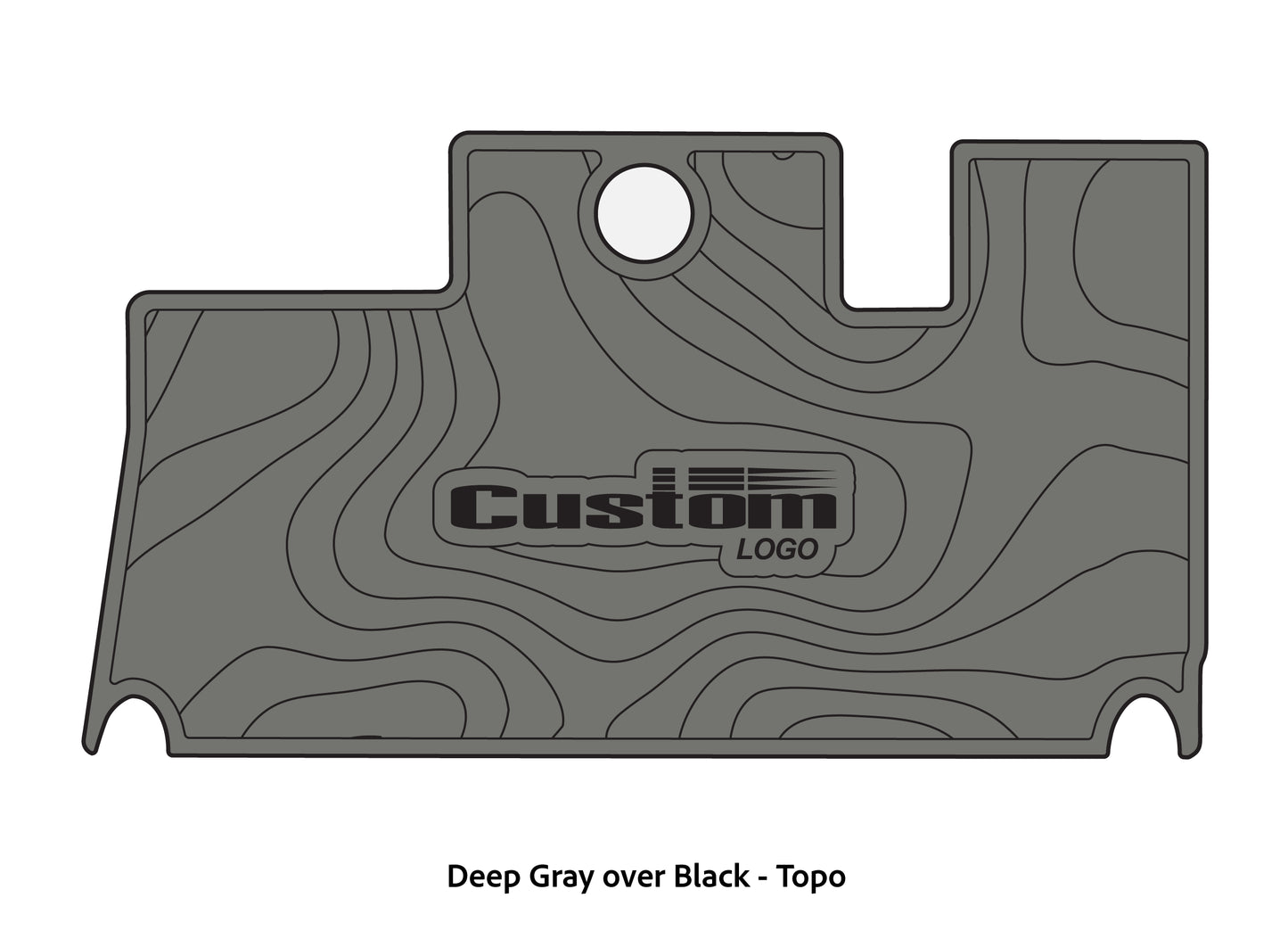Dura-Deck Triton 21xs custom eva foam bass boat flooring in deep gray over black topo pattern