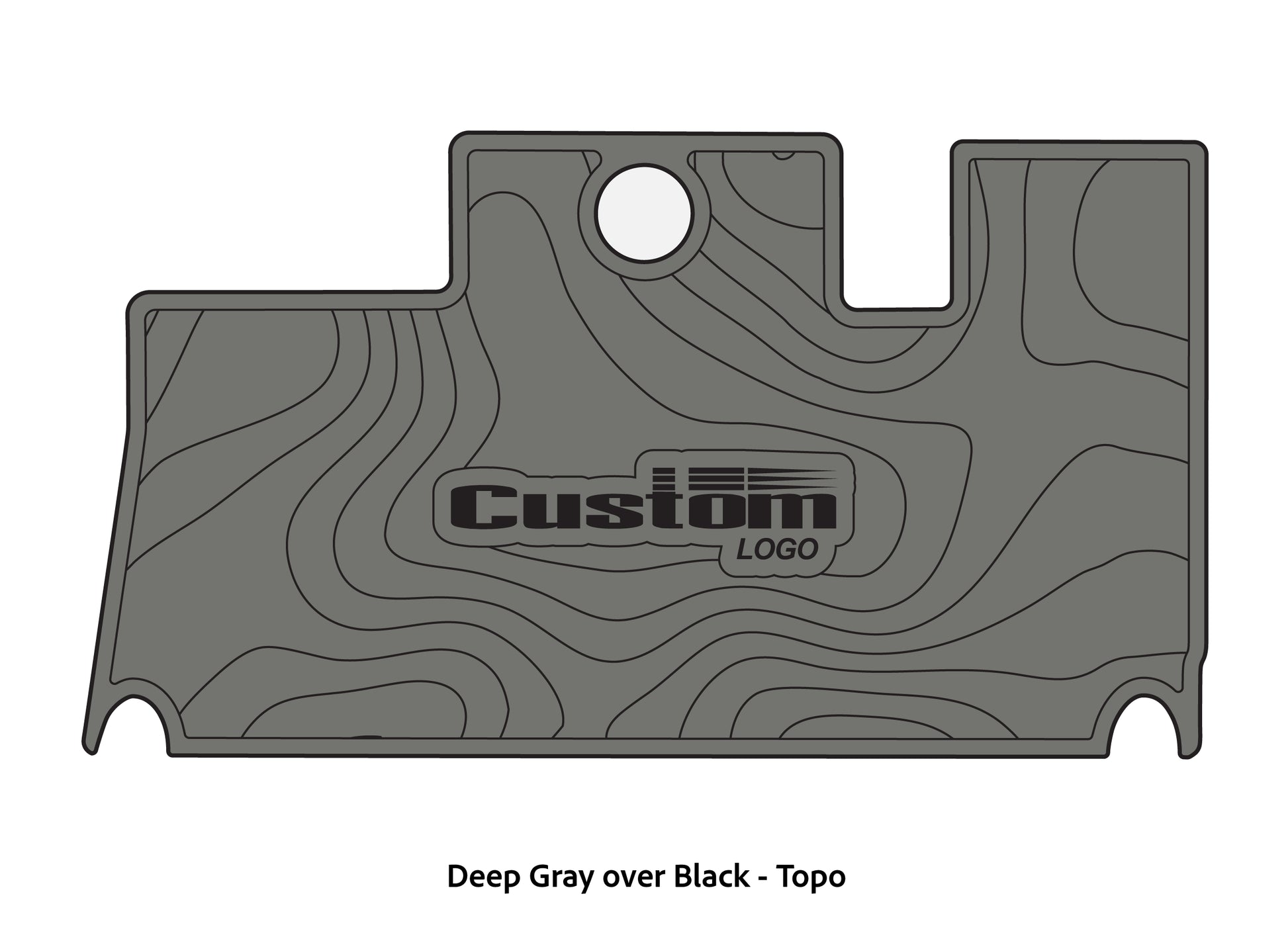 Dura-Deck Triton 21xs custom eva foam bass boat flooring in deep gray over black topo pattern