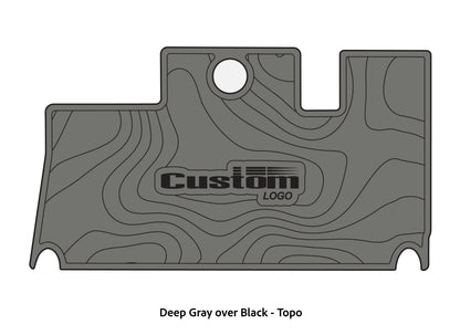 Dura-Deck Triton 21xs custom eva foam bass boat flooring in deep gray over black topo pattern