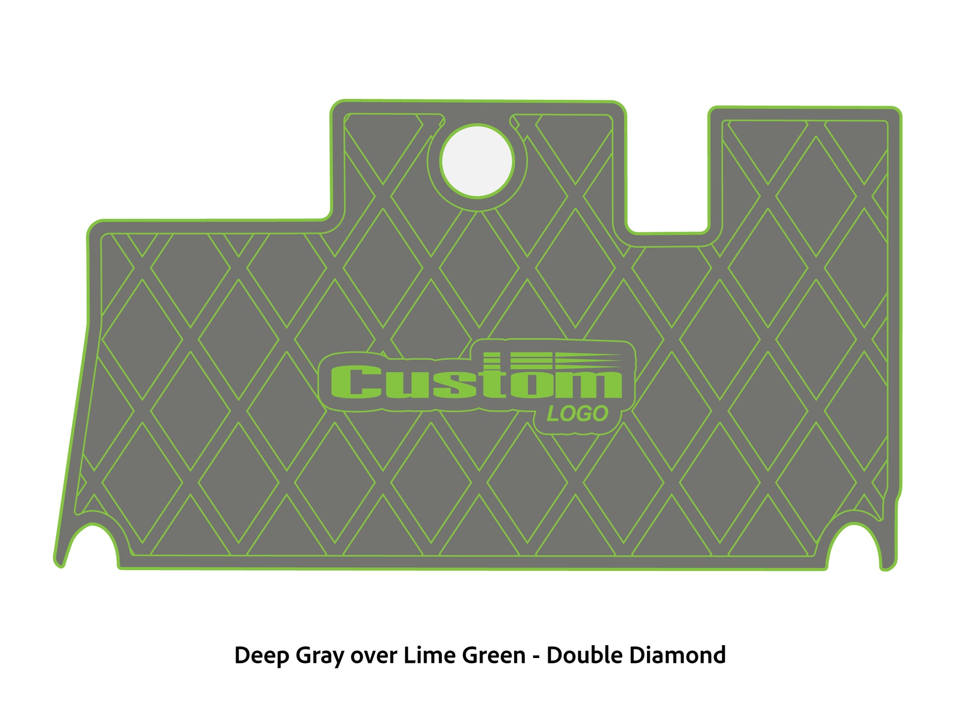 Dura-Deck Triton 21xs custom eva foam bass boat flooring in deep gray over lime green double diamond pattern