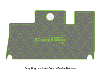 Dura-Deck Triton 21xs custom eva foam bass boat flooring in deep gray over lime green double diamond pattern