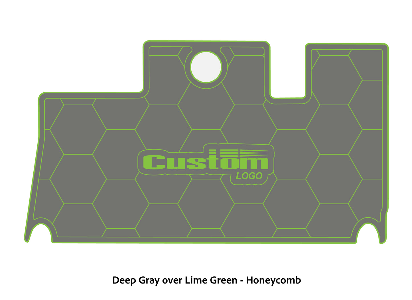 Dura-Deck Triton 21xs custom eva foam bass boat flooring in deep gray over lime green honeycomb pattern