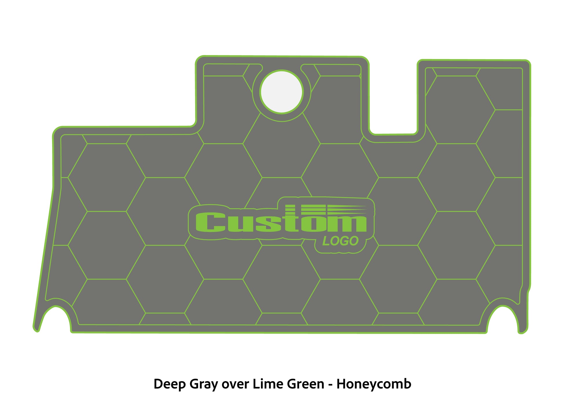 Dura-Deck Triton 21xs custom eva foam bass boat flooring in deep gray over lime green honeycomb pattern