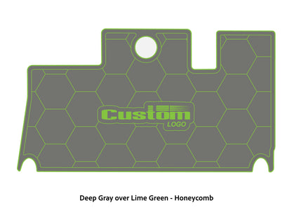 Dura-Deck Triton 21xs custom eva foam bass boat flooring in deep gray over lime green honeycomb pattern