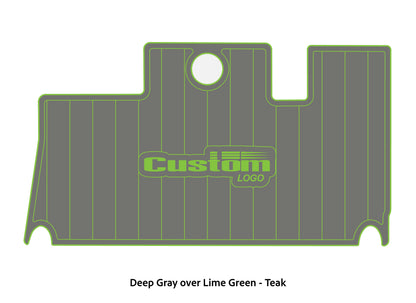 Dura-Deck Triton 21xs custom eva foam bass boat flooring in deep gray over lime green teak pattern
