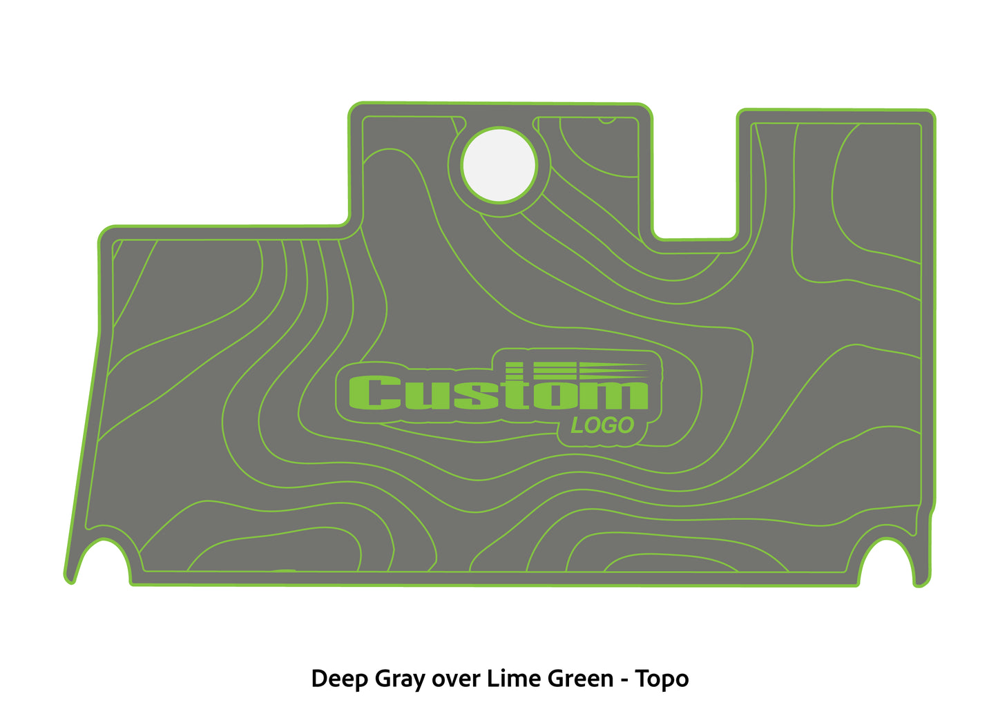 Dura-Deck Triton 21xs custom eva foam bass boat flooring in deep gray over lime green topo pattern