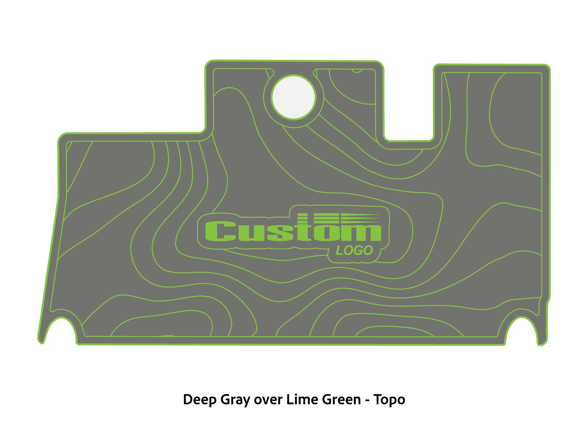 Dura-Deck Triton 21xs custom eva foam bass boat flooring in deep gray over lime green topo pattern