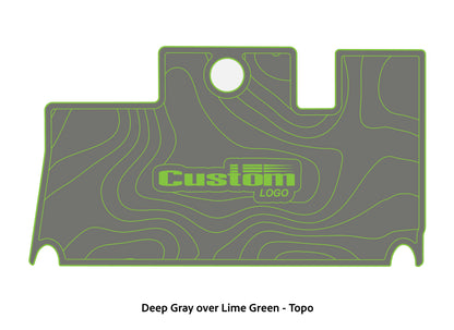 Dura-Deck Triton 21xs custom eva foam bass boat flooring in deep gray over lime green topo pattern