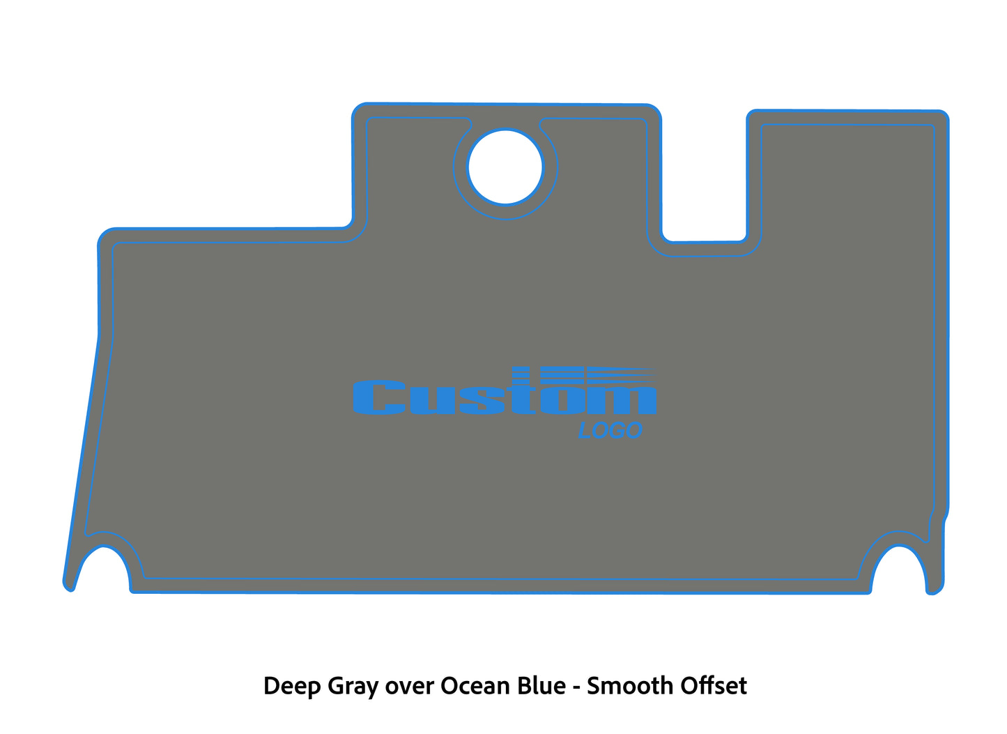 Dura-Deck Triton 21xs custom eva foam bass boat flooring in deep gray over ocean blue smooth offset pattern