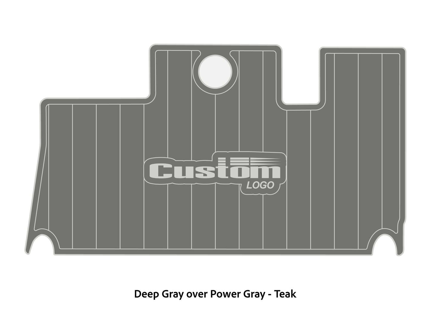 Dura-Deck Triton 21xs custom eva foam bass boat flooring in deep gray over power gray teak pattern