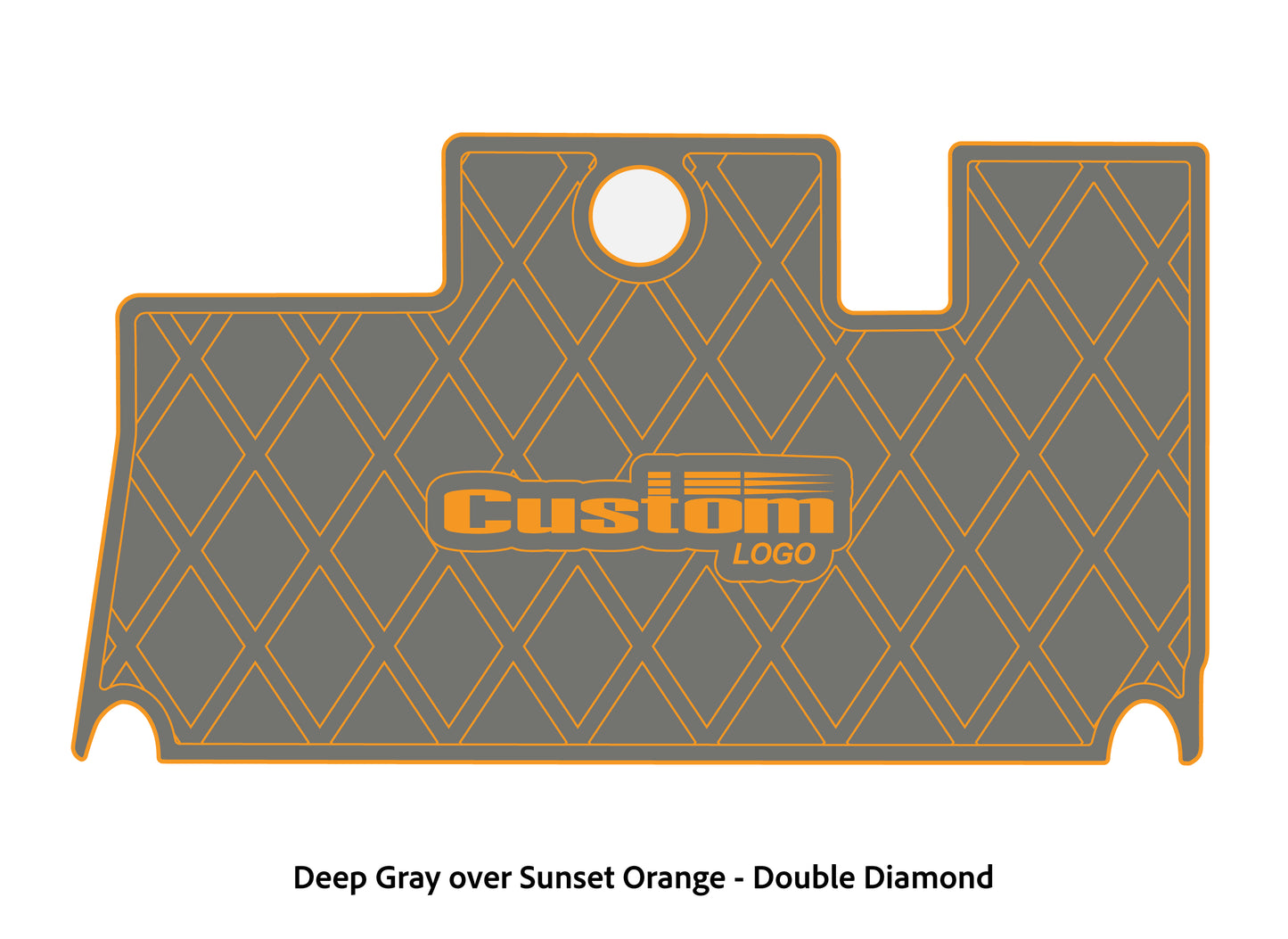 Dura-Deck Triton 21xs custom eva foam bass boat flooring in deep gray over sunset orange double diamond pattern