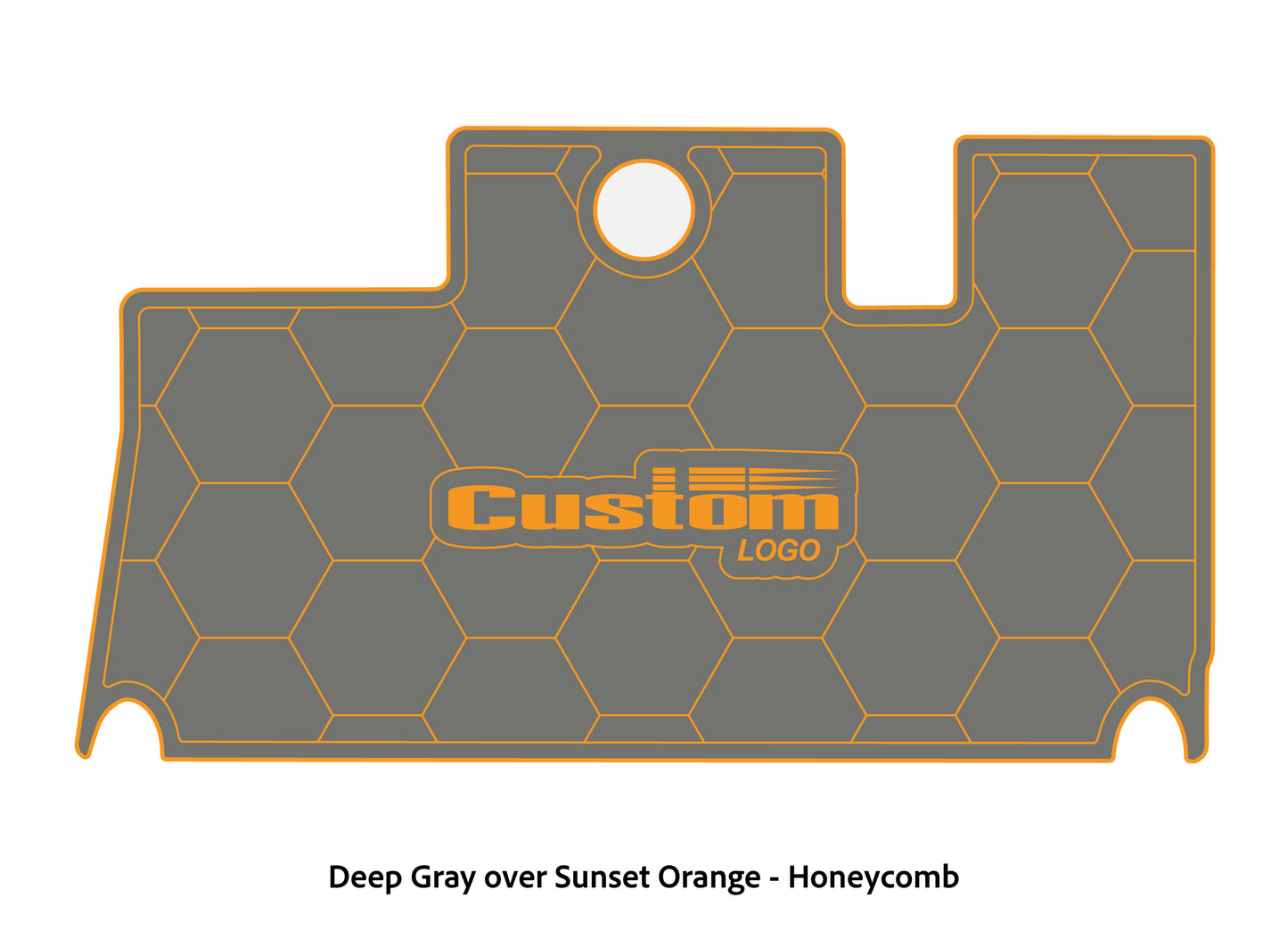 Dura-Deck Triton 21xs custom eva foam bass boat flooring in deep gray over sunset orange honeycomb pattern