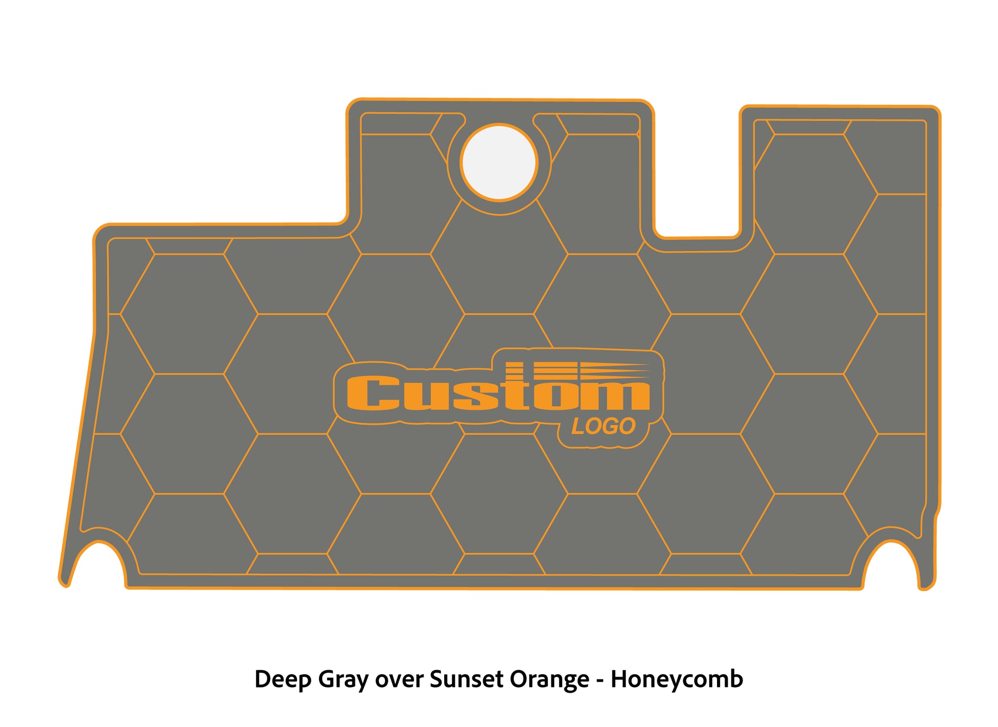Dura-Deck Triton 21xs custom eva foam bass boat flooring in deep gray over sunset orange honeycomb pattern