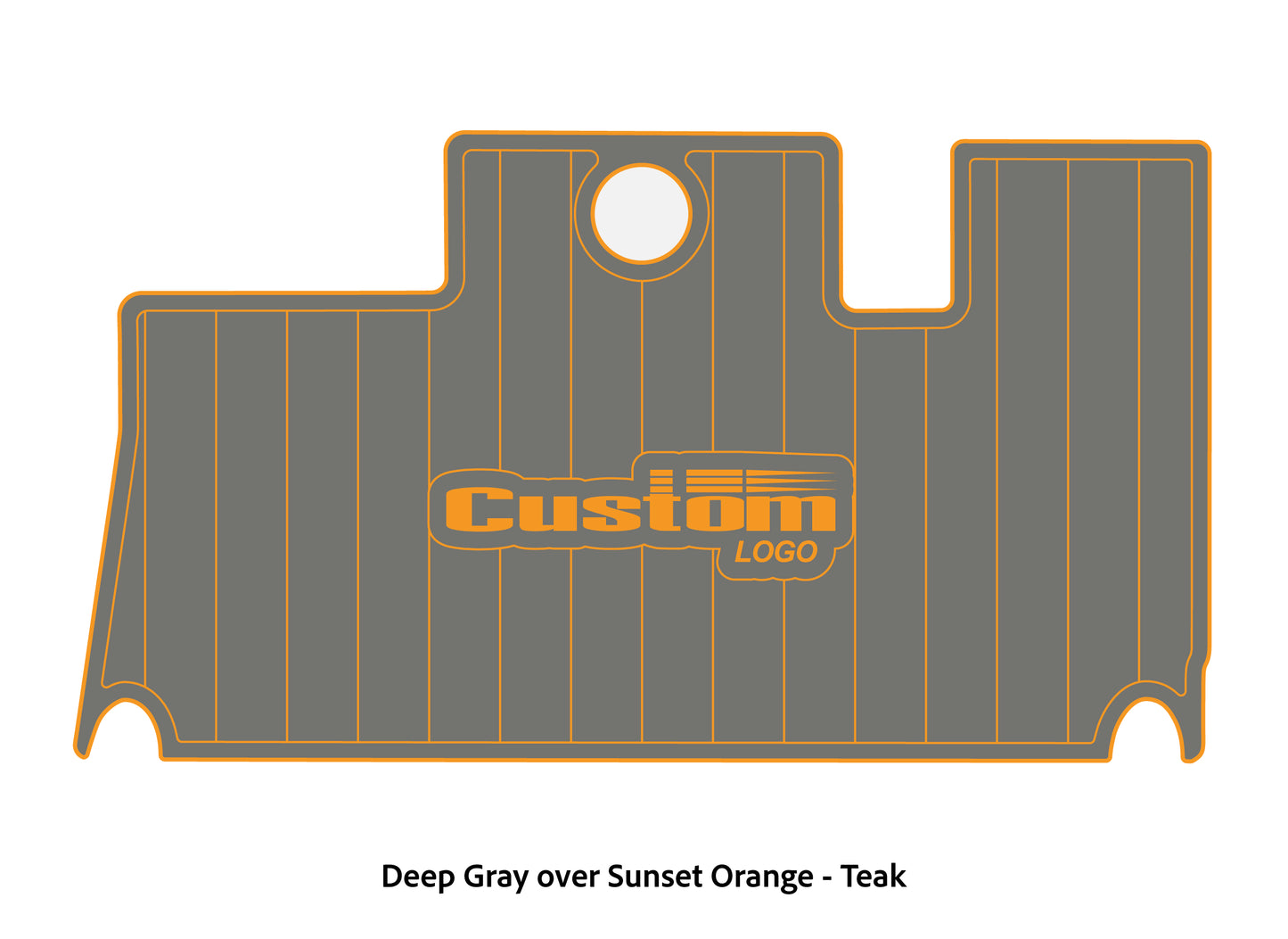 Dura-Deck Triton 21xs custom eva foam bass boat flooring in deep gray over sunset orange teak pattern