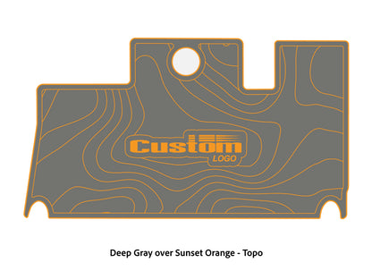 Dura-Deck Triton 2013 custom eva foam bass boat flooring in deep gray over sunset orange topo pattern