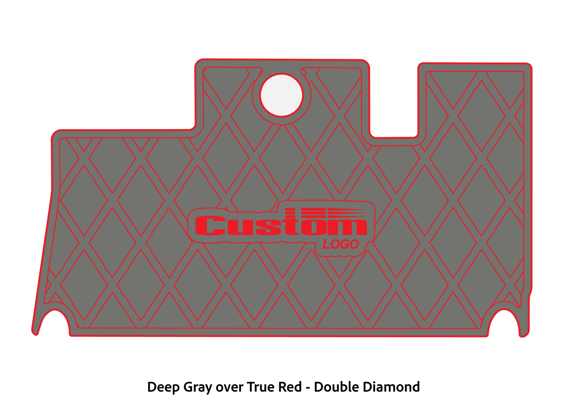 Dura-Deck Triton 21xs custom eva foam bass boat flooring in deep gray over true red double diamond pattern