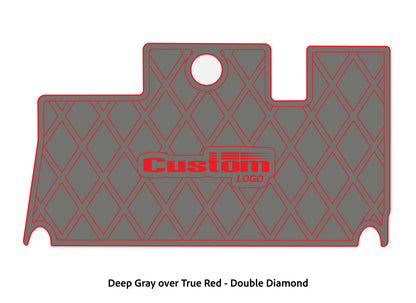 Dura-Deck Triton 21xs custom eva foam bass boat flooring in deep gray over true red double diamond pattern