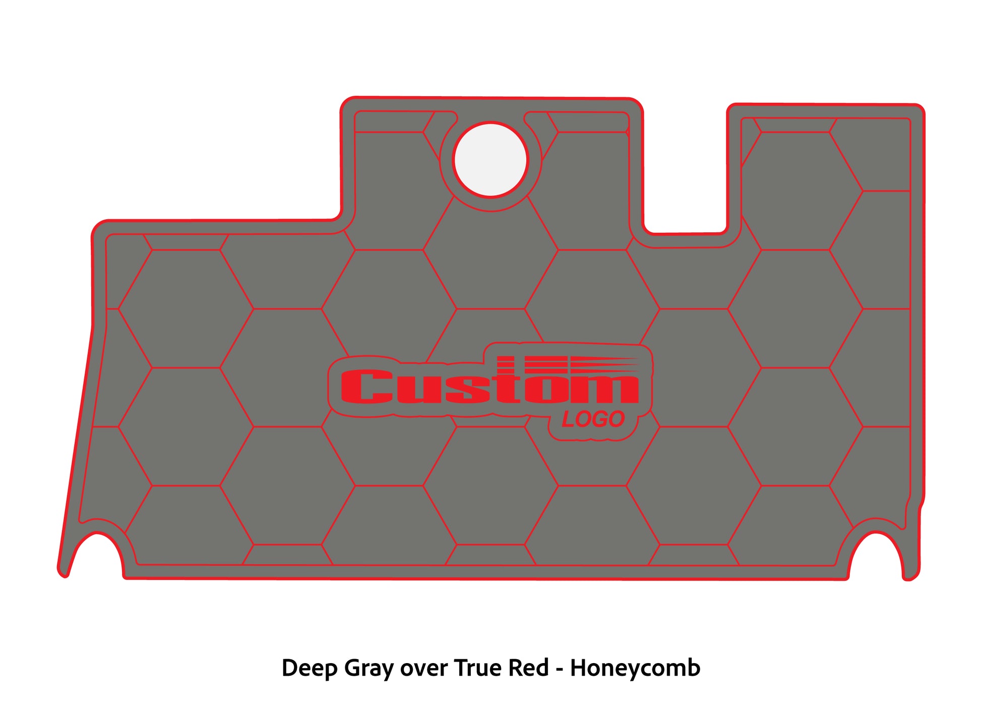 Dura-Deck Triton 21xs  custom eva foam bass boat flooring in deep gray over true red honeycomb pattern