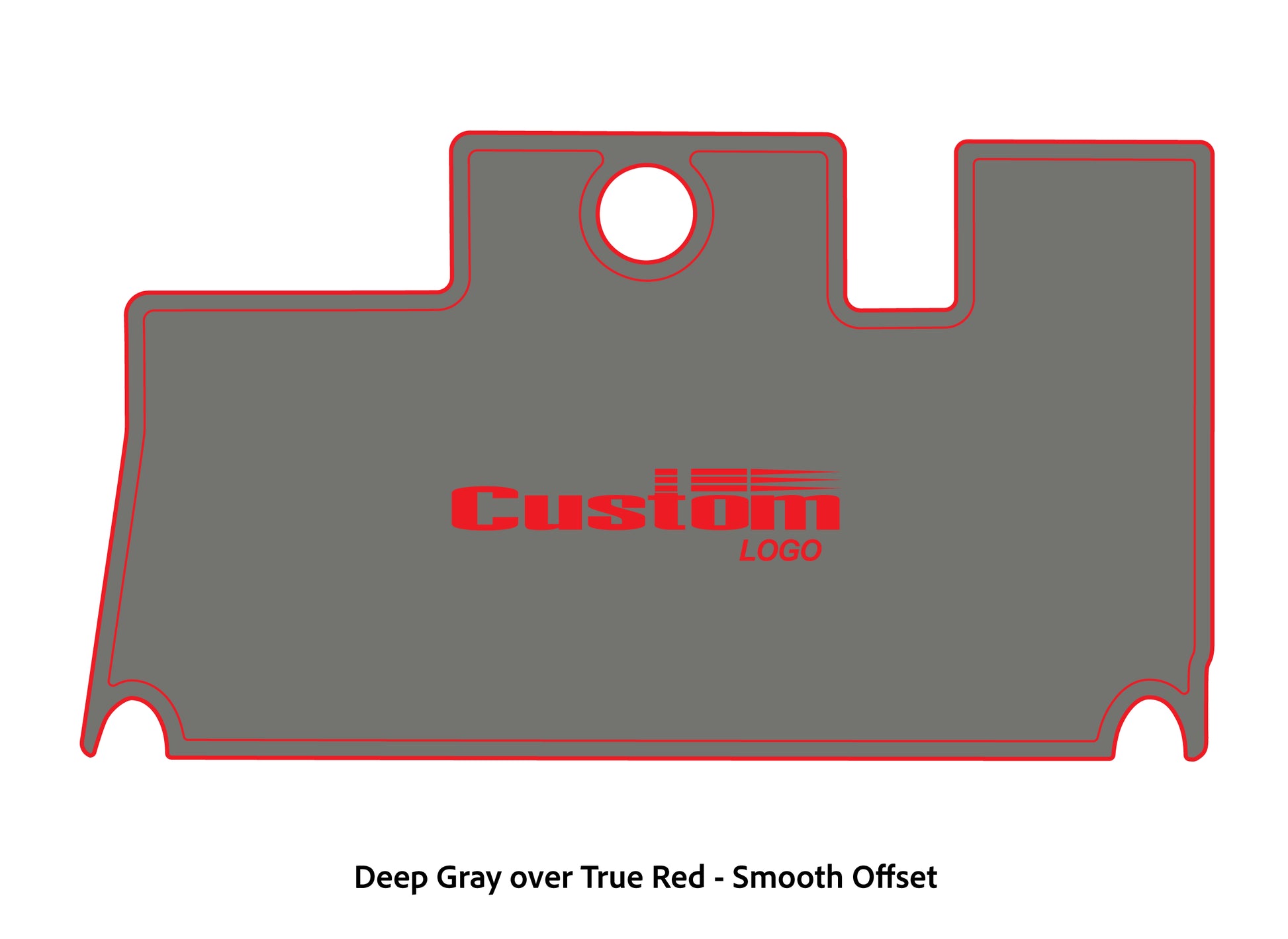 Dura-Deck Triton 21xs custom eva foam bass boat flooring in deep gray over true red smooth offset pattern