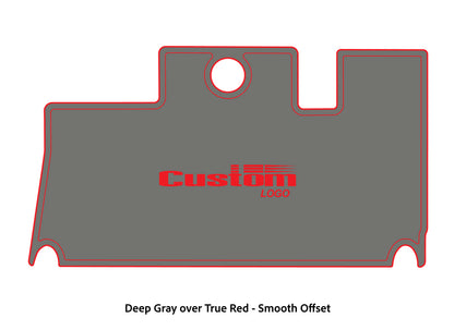 Dura-Deck Triton 21xs custom eva foam bass boat flooring in deep gray over true red smooth offset pattern