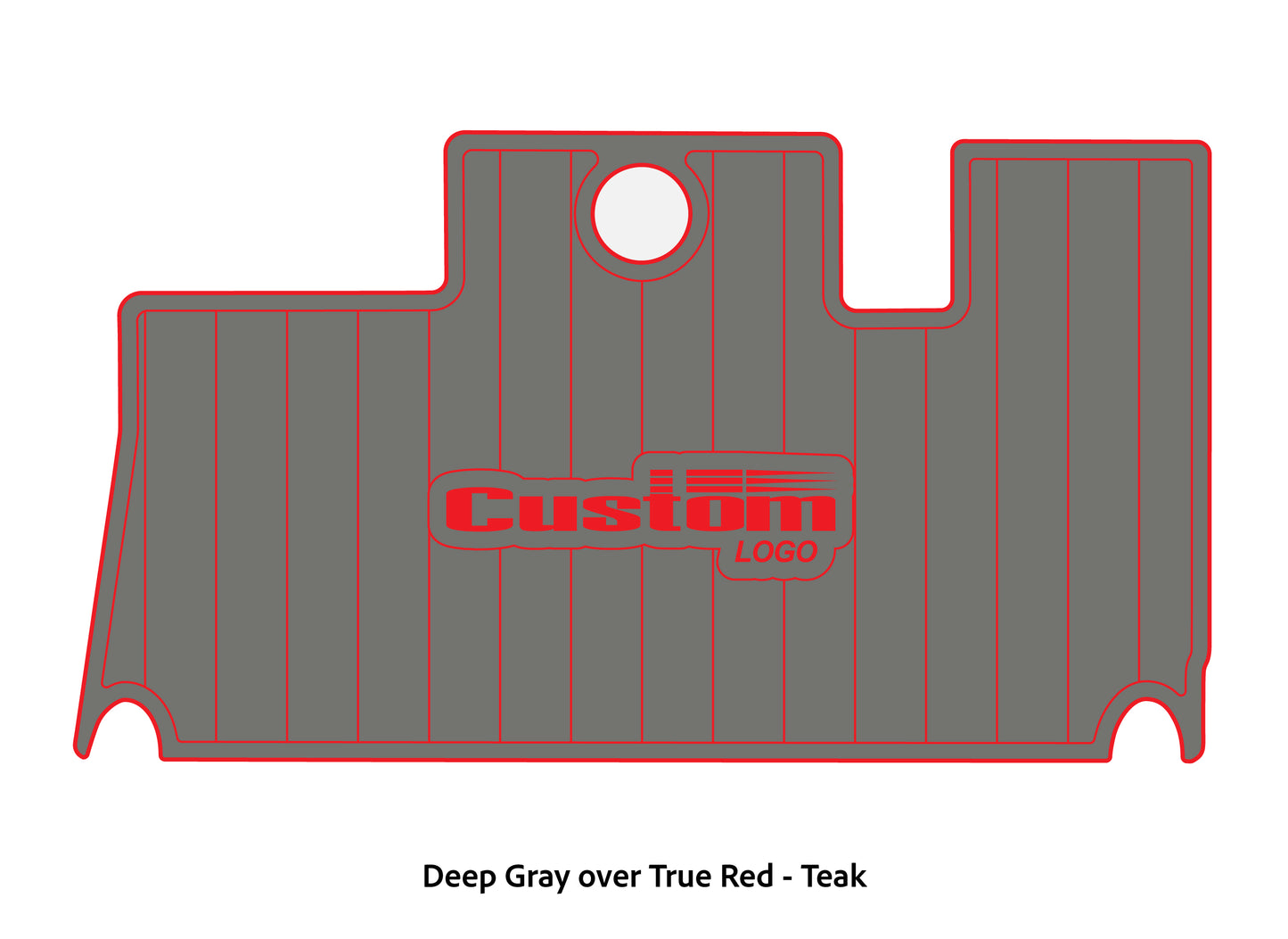 Dura-Deck Triton 21xs custom eva foam bass boat flooring in deep gray over true red teak pattern