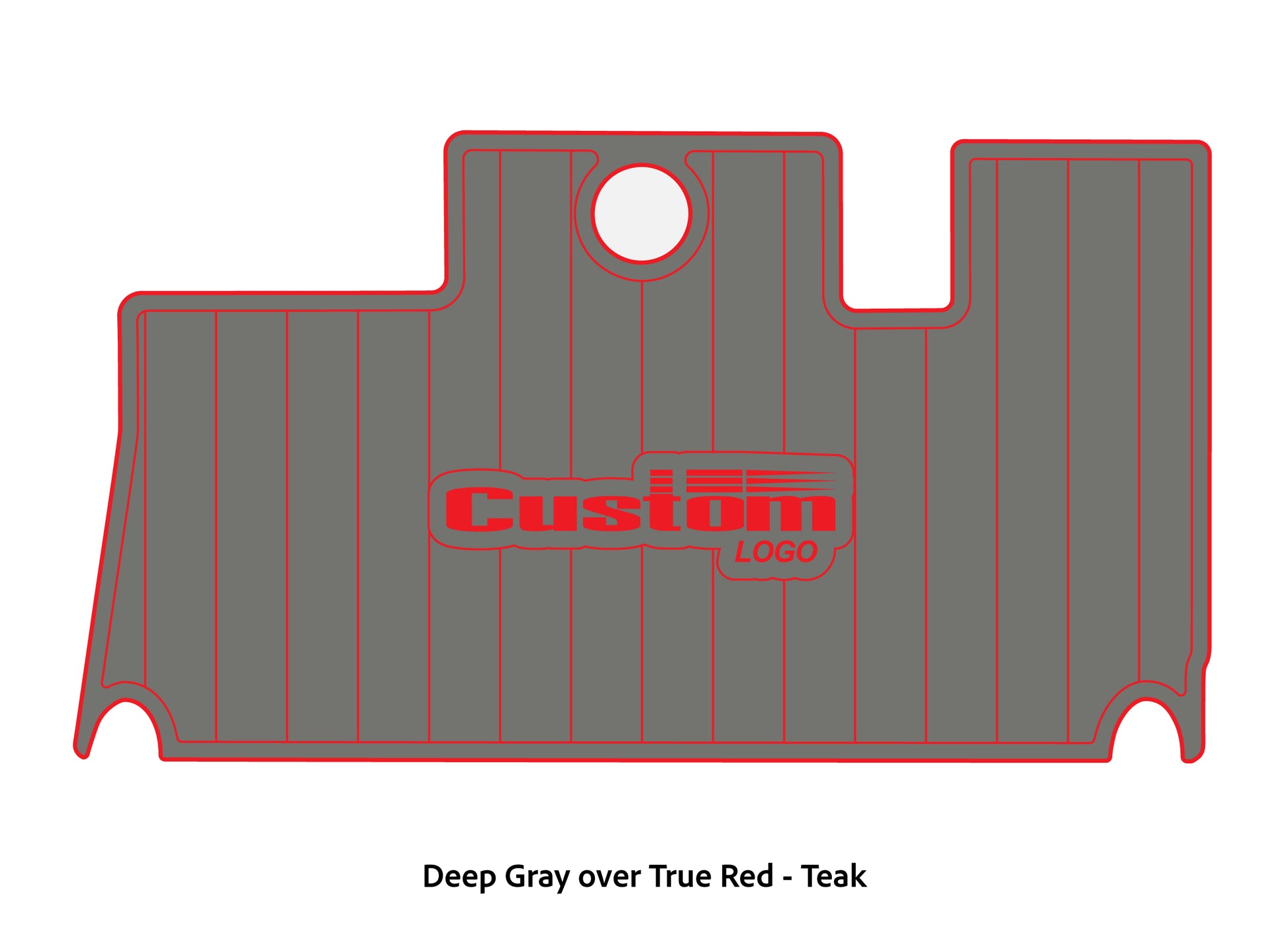 Dura-Deck Triton 21xs custom eva foam bass boat flooring in deep gray over true red teak pattern