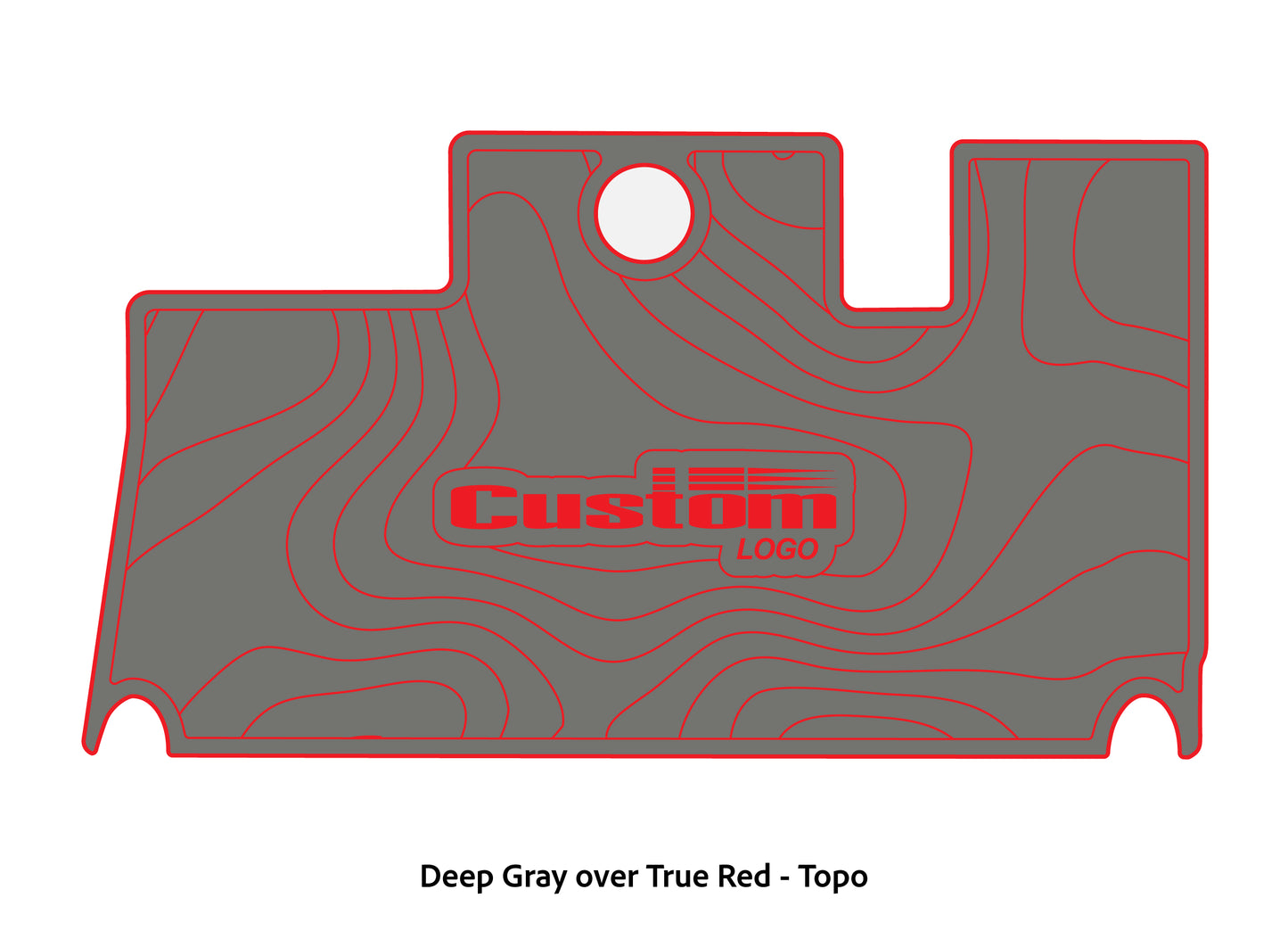 Dura-Deck Triton 21xs custom eva foam bass boat flooring in deep gray over true red topo pattern