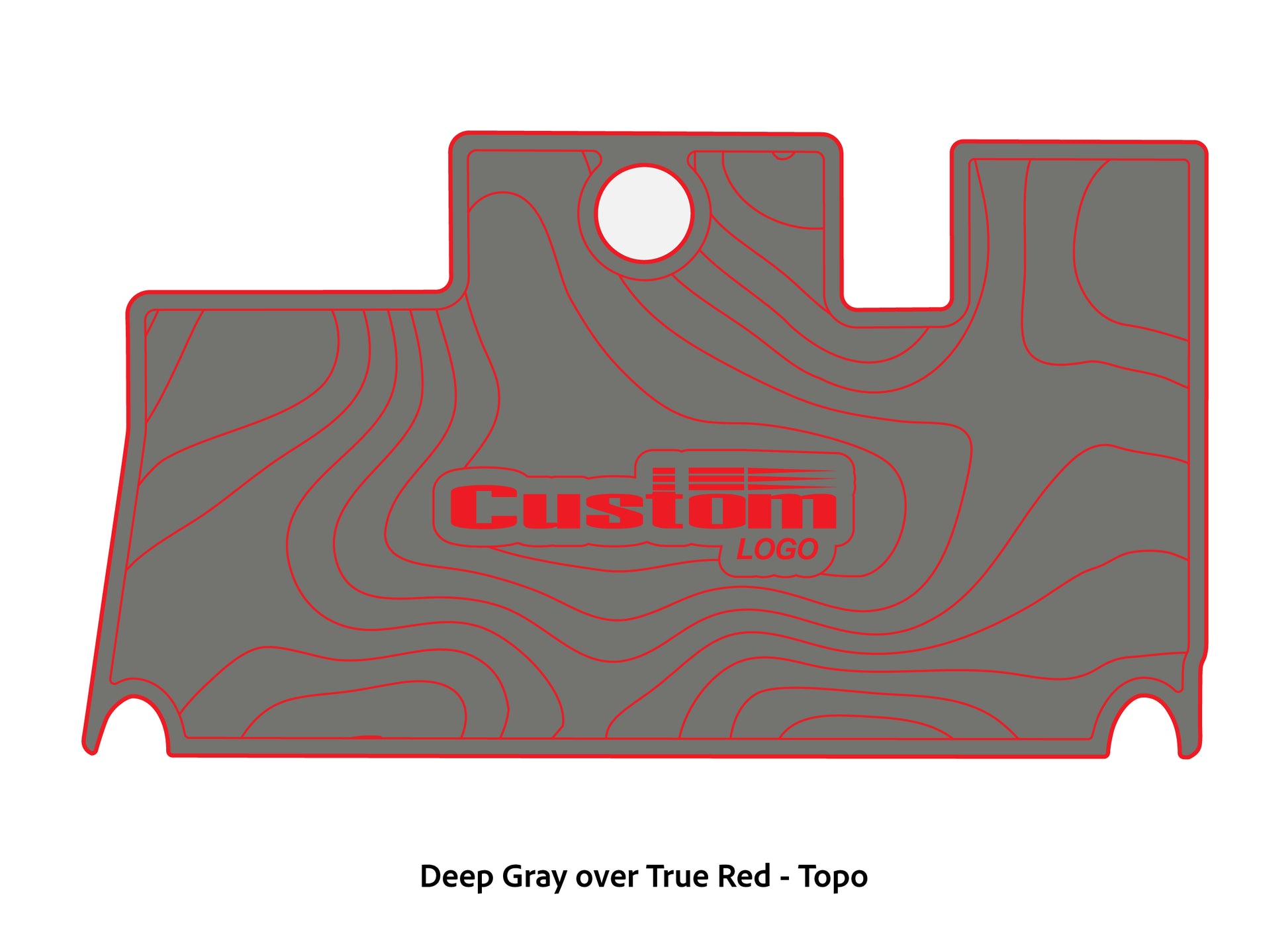 Dura-Deck Triton 21xs custom eva foam bass boat flooring in deep gray over true red topo pattern