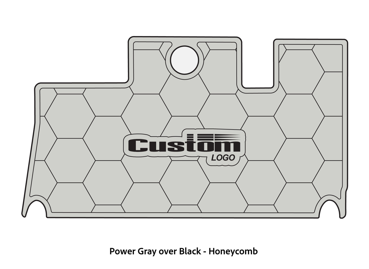 Dura-Deck Triton 21xs custom eva foam bass boat flooring in power gray over black honeycomb pattern