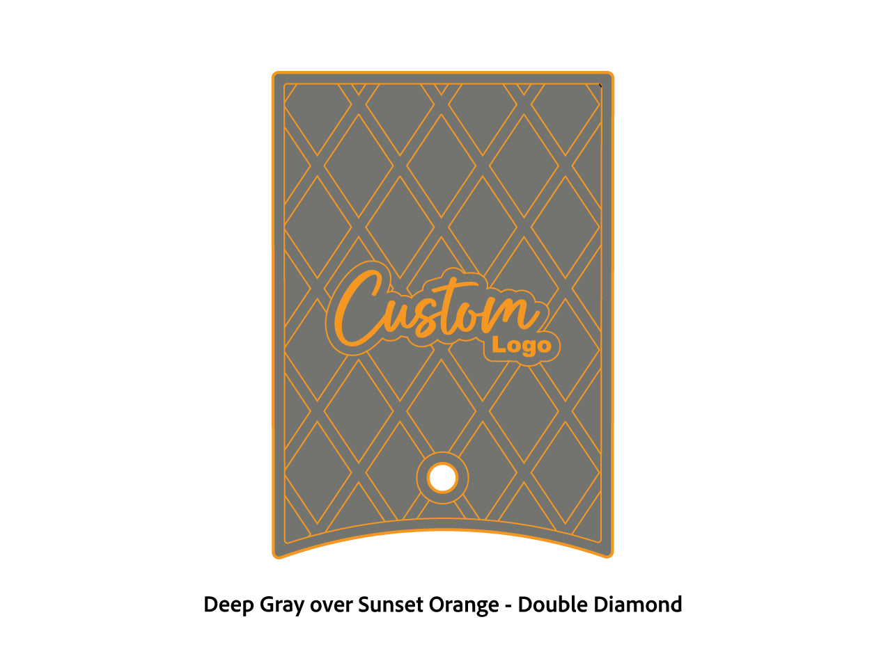 Dura-Deck Ranger 520c center locker  eva foam accessory set in deep gray over sunset orange double diamond pattern