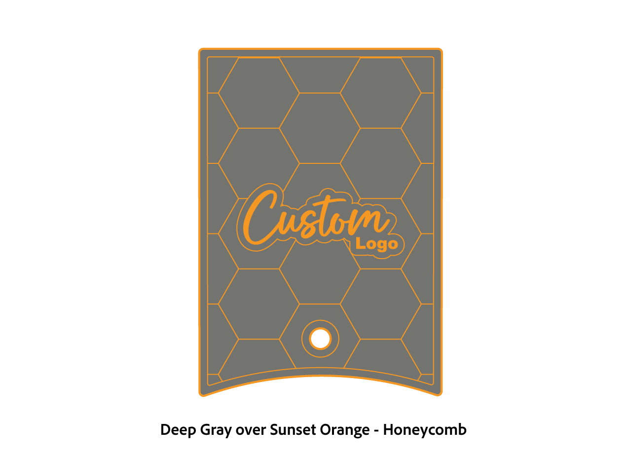Dura-Deck Ranger 520c center locker  eva foam accessory set in deep gray over sunset orange honeycomb pattern