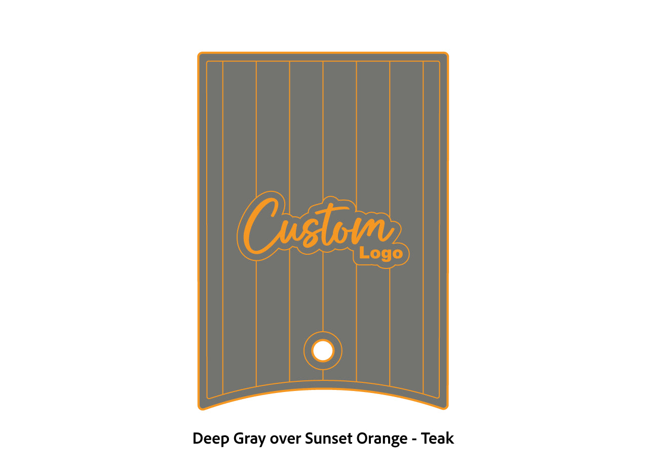 Dura-Deck Ranger 520c center locker  eva foam accessory set in deep gray over sunset orange teak pattern
