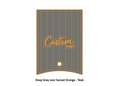 Dura-Deck Ranger 520c center locker  eva foam accessory set in deep gray over sunset orange teak pattern