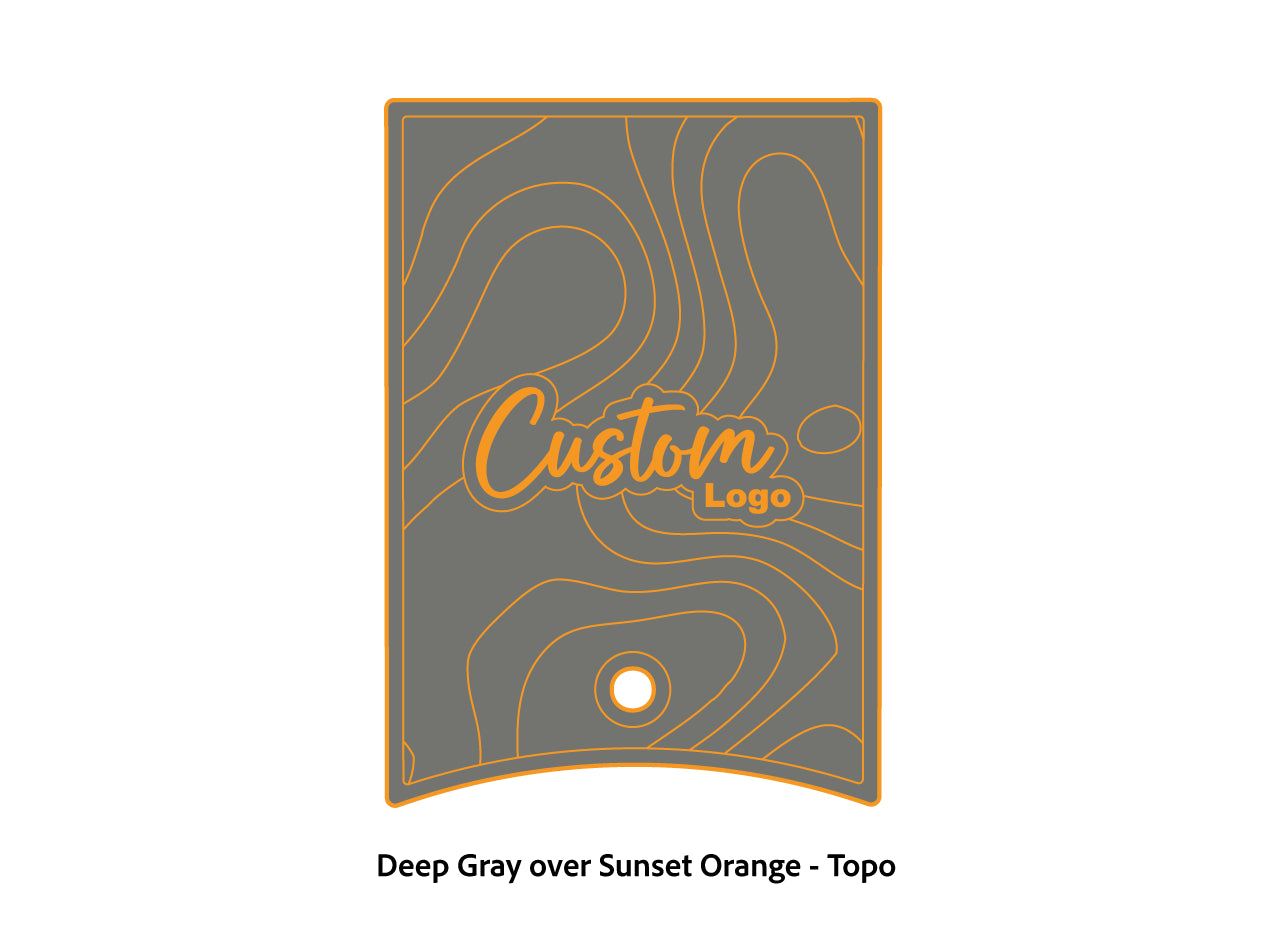 Dura-Deck Ranger 520c center locker  eva foam accessory set in deep gray over sunset orange topo pattern