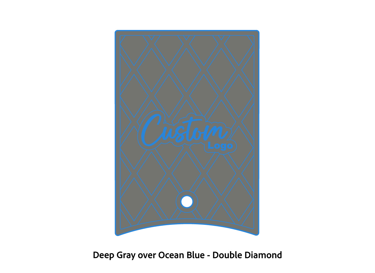 Dura-Deck Ranger 520c center locker  eva foam accessory set in deep gray over ocean blue double diamond pattern
