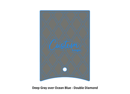 Dura-Deck Ranger 520c center locker  eva foam accessory set in deep gray over ocean blue double diamond pattern
