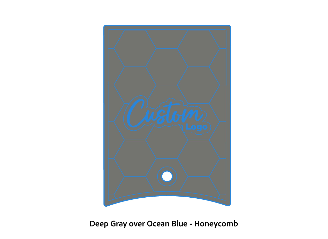 Dura-Deck Ranger 520c center locker  eva foam accessory set in deep gray over ocean blue honeycomb pattern