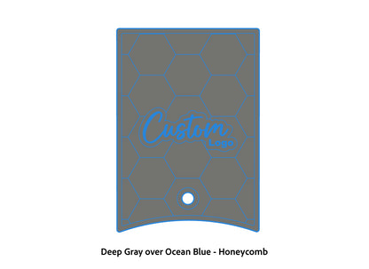 Dura-Deck Ranger 520c center locker  eva foam accessory set in deep gray over ocean blue honeycomb pattern